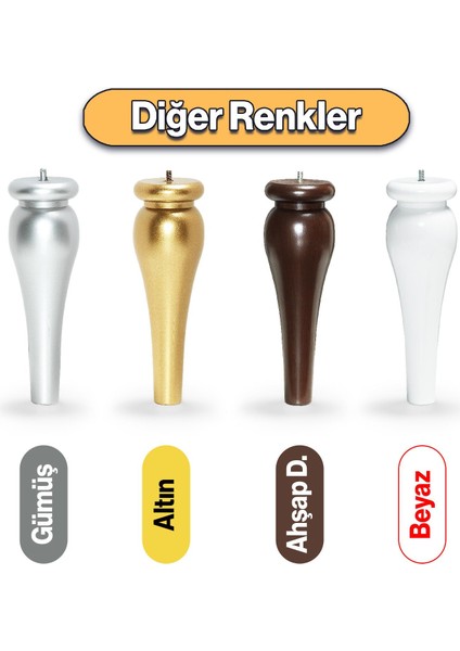 Sembol Plastik Sehpa Ayağı 30 cm Gümüş Gri 4 Adet Mobilya Çay Orta Sehpası M8 Civatalı Ayak Ayaklar