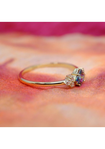 Gümüş Yüzük - Mistik Topaz Taşlı Alyans Yüzük- 0.40 Karat Topaz Evlilik Teklifi 925 Ayar Gümüş Yüzük indirimleri