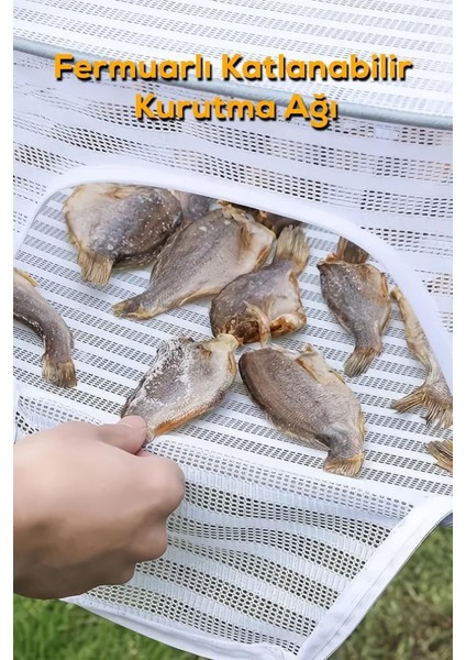 Fermuarlı Katlanabilir 3 Katlı Kurutma Ağı - Gıda ve Çamaşır Kurutma