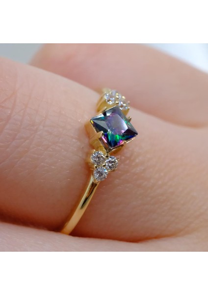 Gümüş Yüzük - Mistik Topaz Taşlı Alyans Yüzük- 0.40 Karat Topaz Evlilik Teklifi 925 Ayar Gümüş Yüzük fiyatları
