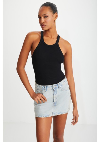 Mıssy Kadın Halter Yaka Kısa Siyah T-Shirt fırsatları