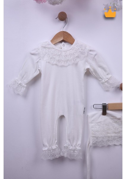 Babyhola %100 Pamuk Kız Bebek Şapkalı Eldivenli Güpürlü Bayramlık Şık Tulum 3658 fiyatları