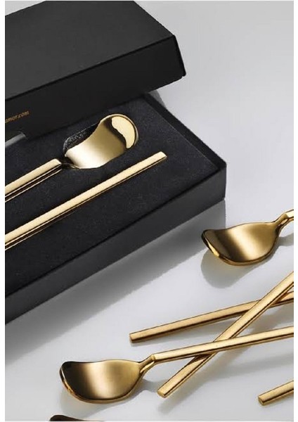 Tiamo Amor 6'lı Çay Kaşığı (Gold Altın) Çelik