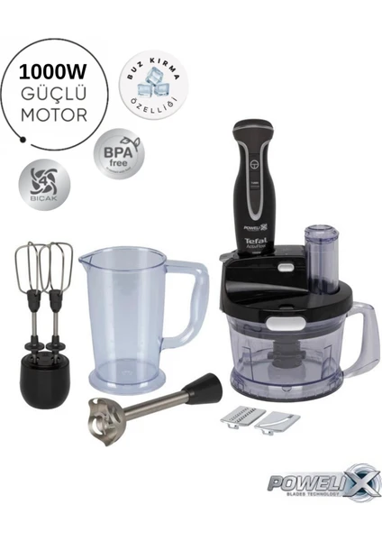 Powelix Turbo Fonksiyonlu Premium Blender Seti 1000 W Güçlü Motor, Buz Kırma, Dilimleyici Rendeli, Tefalin En Güçlüsü, Lmbdr Hediyeli