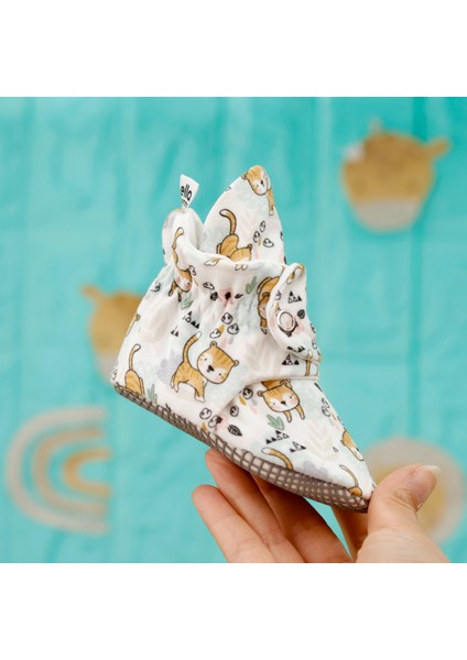 Organik Pamuk Bebek Pandufu, Kaydırmaz Taban, Yenidoğan Patiği, Ev Kreş Ayakkabısı, Kediler fırsatları