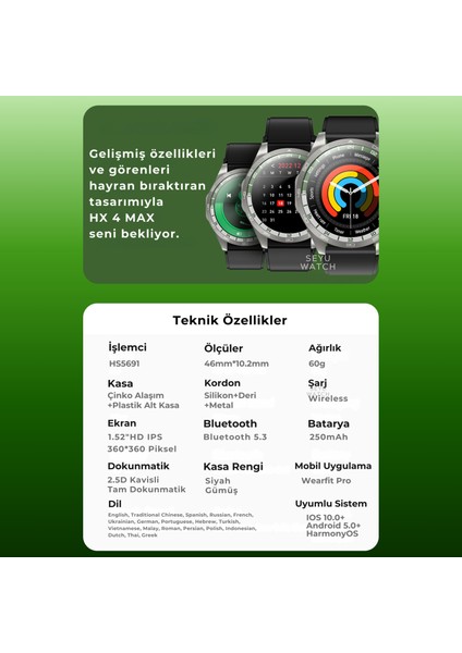 Watch Hx-4 Max Harvox Akıllı Saat Iphone ve Android Tüm Telefonlara Uyumlu