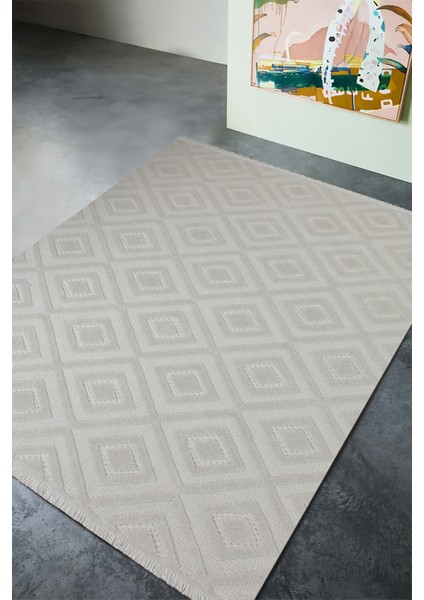 Dizayn 1089 Krem Kaymaz Taban Koridor Halısı Kesme Yolluk Mutfak Halısı Modern Salon Halısı 160 x 230