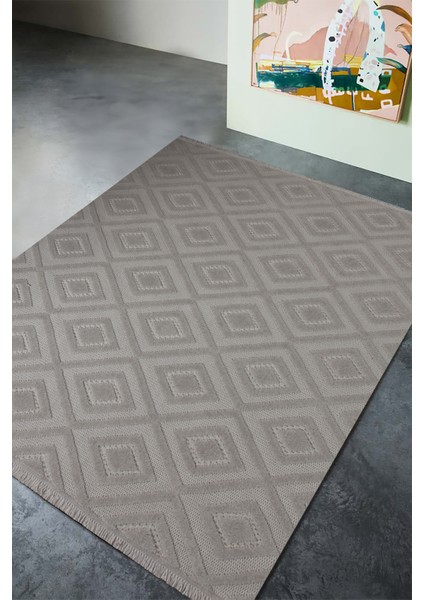 Dizayn 1089 Gri Kaymaz Taban Koridor Halısı Kesme Yolluk Mutfak Halısı Modern Salon Halısı 80 x 150