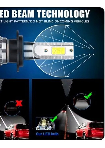 Eraks Car Accesories H4 Motorsiklet Araba LED Far Ampülü Beyaz