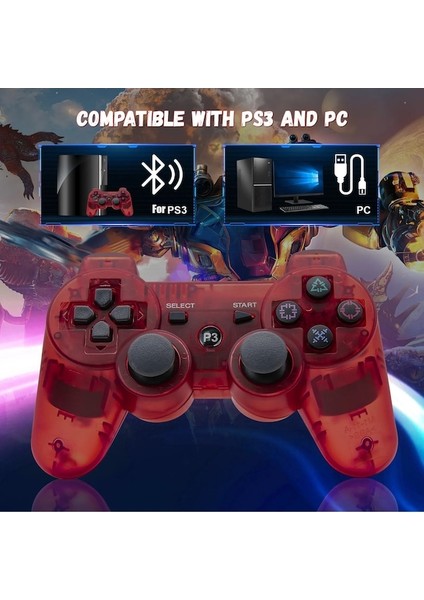 Red1 Red1-Sony Ps3/pc Denetleyici Desteği Play Station 3 Joystick Konsolu Için Bluetooth Kablosuz Gamepad Controle (Yurt Dışından)
