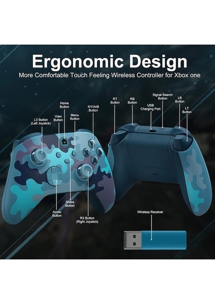 Ordu Yeşili Kablosuz Gamepad Denetleyicisi Xbox One/one S/x/serisi X/s Oyun Konsolu ve Pc WINDOWS10 Üstü 2.4g Adaptörü Ile (Yurt Dışından)