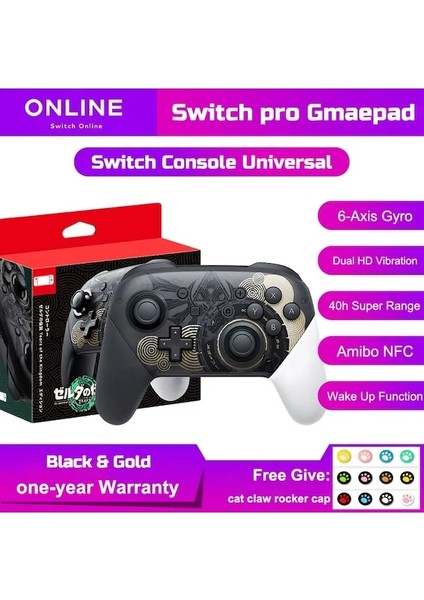 Kırmızı-Nfc ve Uyandırma Fonksiyonlu Switch Pro Denetleyicisi Için Kablosuz Joystick 6 Eksenli Gyro Kolu Hd Titreşim Bluetooth Gamepad (Yurt Dışından)