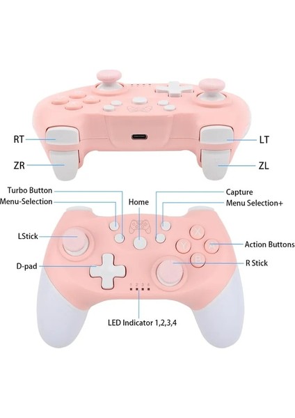 A0355-1-BT Anahtar Pro Lite Için Kablosuz Oyun Denetleyicisi Programlanabilir Uyandırma Fonksiyonu Ile Pc Oyun Denetleyicisi Için OLED Gamepad Joystick (Yurt Dışından)