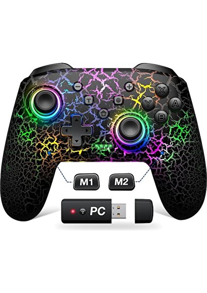 Siyah-2.4ghz Kablosuz Denetleyici Pc/buhar Bluetooth Gamepad Android/ios/pro Denetleyici Anahtar/anahtar Oled/anahtar Lite (Yurt Dışından)