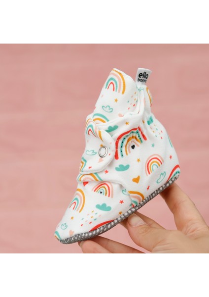 Organik Pamuk Bebek Pandufu, Kaydırmaz Taban, Yenidoğan Patiği, Ev Kreş Ayakkabısı, Gökkuşağı fırsatları