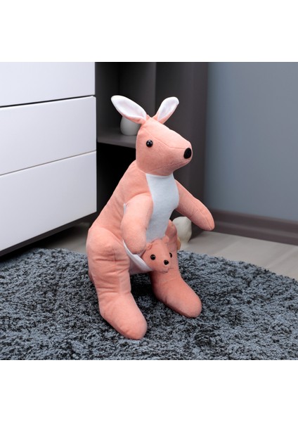Yavrulu Kanguru Peluş 42cm Somon