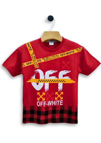- Erkek Çocuk Ikili Takım Off-White Baskılı Tişört ve Eşofman Altı Takımı 3-11 Yaş