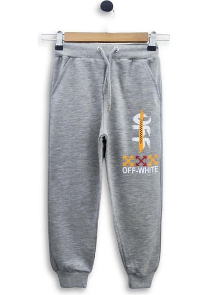 - Erkek Çocuk Ikili Takım Off-White Baskılı Tişört ve Eşofman Altı Takımı 3-11 Yaş