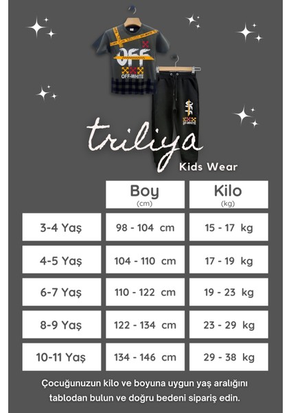 - Erkek Çocuk Ikili Takım Off-White Baskılı Tişört ve Eşofman Altı Takımı 3-11 Yaş indirimleri