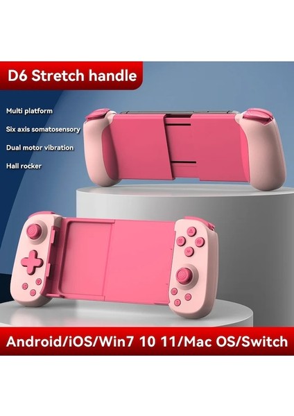 D6 Pembe-Teleskopik Cep Telefonu Gamepad Bluetooth Uyumlu 5.0 Android Ios Ps4 Için Kablosuz Oyun Denetleyicisi Anahtarı Pc Gamepad Joystick (Yurt Dışından)