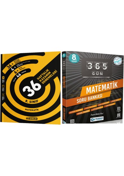 8. Sınıf Matematik 36 Haftalık Kazanım Denemeleri ve Matematik 365 Gün Soru Bankası