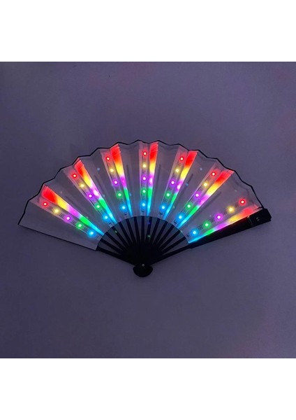 Şarj Edilebilir Fan LED Işık Up Çin Gece Kulübü Dj Müzik Gösterisi Için Yelpaze Renkli Aydınlık El Fan Gösterişli Sahne modelleri