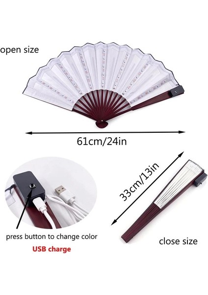 Şarj Edilebilir Fan LED Işık Up Çin Gece Kulübü Dj Müzik Gösterisi Için Yelpaze Renkli Aydınlık El Fan Gösterişli Sahne fırsatları