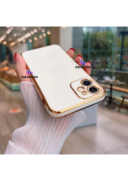 iPhone 11 Uyumlu Kılıf Kamera Korumalı Arkası Renkli Kenarları Parlak Dore Tasarım Kapak