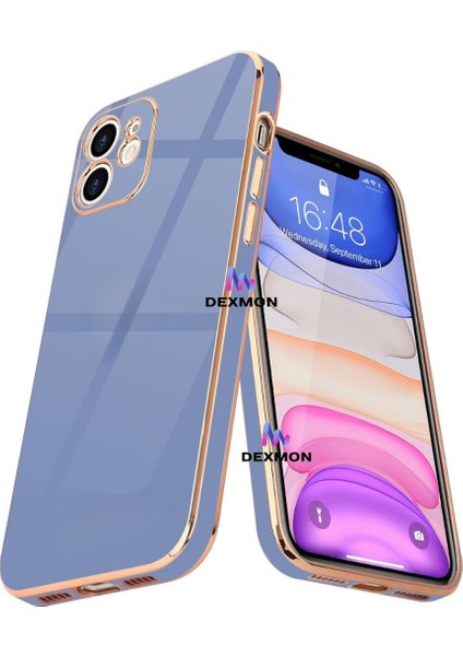iPhone 11 Uyumlu Kılıf Kamera Korumalı Arkası Renkli Kenarları Parlak Dore Tasarım Kapak