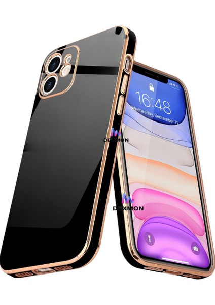 iPhone 11 Uyumlu Kılıf Kamera Korumalı Arkası Renkli Kenarları Parlak Dore Tasarım Kapak fiyatları