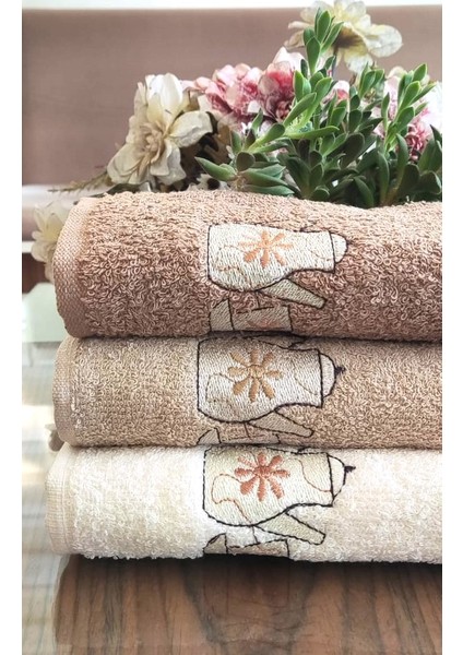 ( 3'lü Set ) Çeyizlik 30X50 Cm. Mutfak Havlu Seti Yeni Trend Çaydanlık Fincan Nakışlı indirimleri