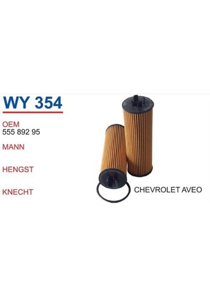 WY354 Yağ Filtresi - Uyumlu Chevrolet Yeni Aveo (1.4) Benzinli Uzun Tip