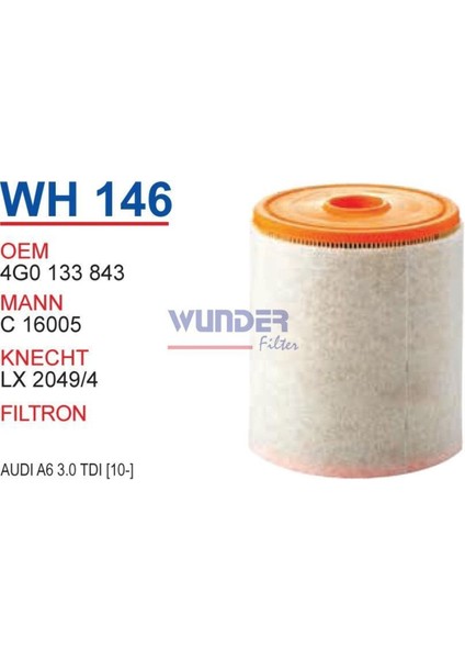 WH146 Hava Filtresi - A6 3.0 Tdı (10-)