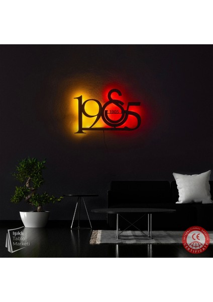 The Eba Design Tablo Marketi 1905 Tablosu, Işıklı Duvar Dekor Ahşap, Neon Işık, LED Işıklı Tablo