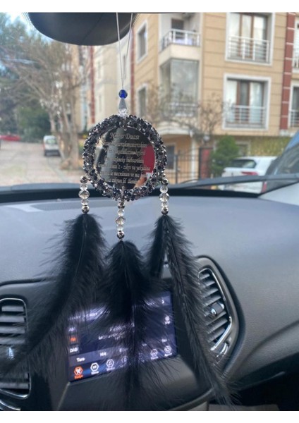 Yeni El Yapımı Siyah Nazar Duası Anahtarlıklı Takım Düş Kapanı Hediyelik Dikiz Aynası Süsü fırsatları