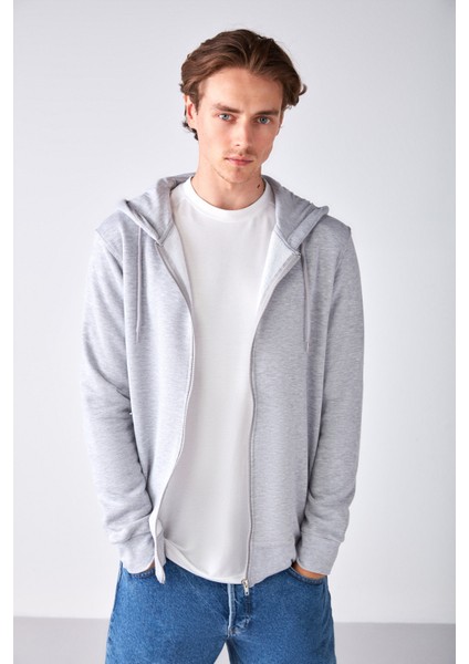 Gerry Erkek Fermuarlı Yan Cepli Kapüşonlu Kordonlu Grimelanj Sweatshirt indirimleri
