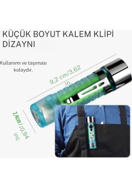 2500 Lümen 7 Farklı Işık Şiddetine Sahip Kancalı Flaşörlü Ultra Güçlü Mini Cep El Feneri