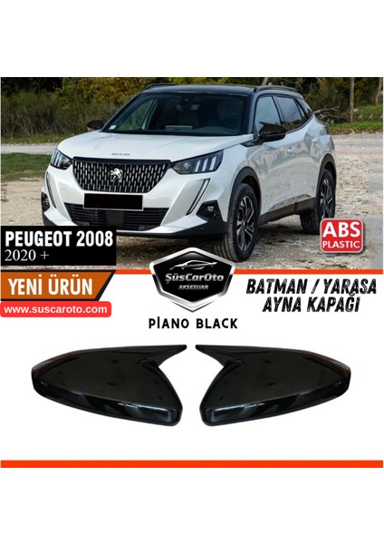Peugeot 2008 2019 Sonrası Uyumlu Batman Yarasa Ayna Kapağı Piano Black Abs Plastik Sağ Sol Takım
