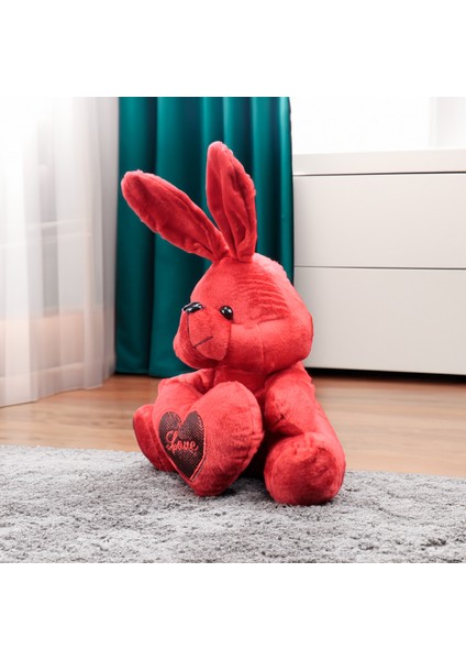 Kalp Tutan Tavşan Peluş 50cm Kırmızı fiyatları