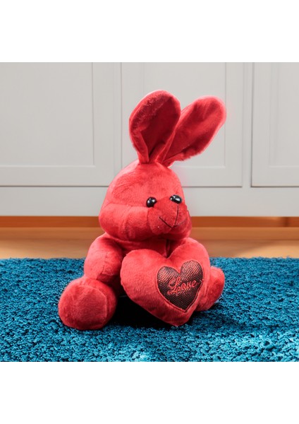 Kalp Tutan Tavşan Peluş 50cm Kırmızı modelleri