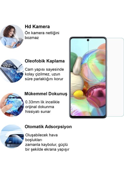 Samsung Galaxy A71 Kırılmaz Cam Şeffaf 0.3mm Kılıf Dostu Temperli Ekran Koruyucu fiyatları