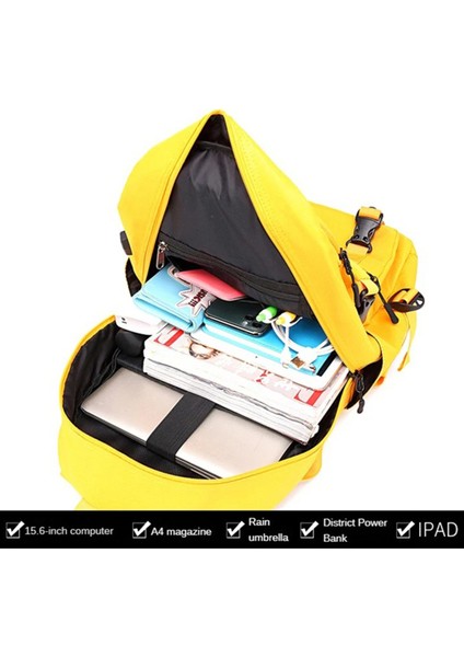 Laptop Bölmeli, USB Şarj Kablolu, Su Geçirmez Lise ve Günlük Kaliteli Sırt Çantası Lacivert SRT5018 modelleri