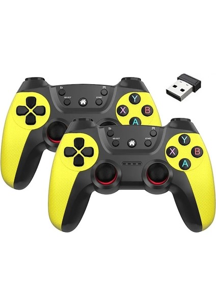 Yellow-2.4g Kablosuz Çiftler Gamepad Windows Pc/android Tv Için Iki Oyunculu Oyun Denetleyicisi Oyun Kutusu/pc/android Tv Kutusu Joystick (Yurt Dışından)