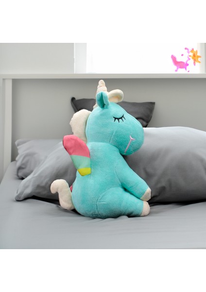 Oturan Unicorn Peluş 35CM Yeşil