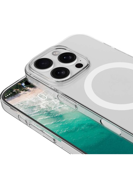 Apple iPhone 16 Pro Max Kılıf Zore Magsafe Şarj Özellikli Şeffaf Tek Kamera Çerçeveli Porto Kapak