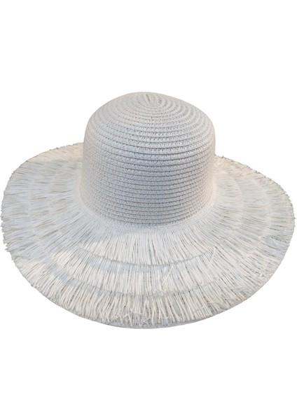 Arıcı Store Yeni Sezon Saçaklı Model Beyaz Renk Hasır Şapka