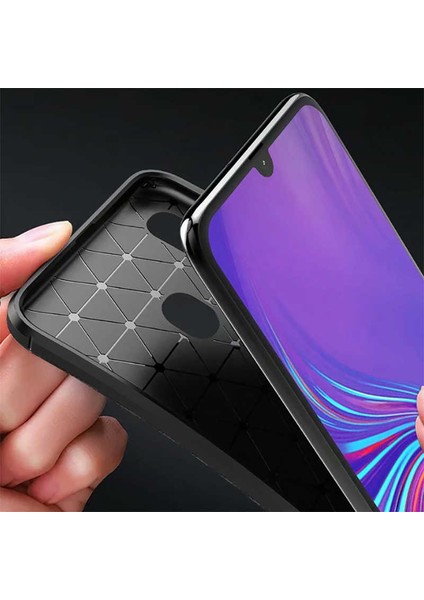 Samsung Galaxy A10S Kılıf Darbe Emici Uzun Ömürlü Dayanıklı Parmak Izi Yapmaz Karbon Tasarım Negro Silikon Kılıf