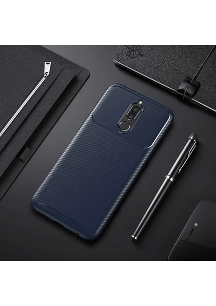 Huawei Mate 10 Lite Kılıf Darbe Emici Uzun Ömürlü Dayanıklı Parmak Izi Yapmaz Karbon Tasarım Negro Silikon Kılıf