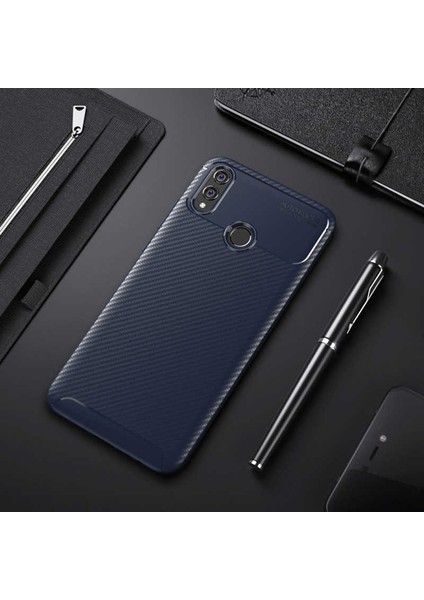 Huawei Honor 8x Kılıf Darbe Emici Uzun Ömürlü Dayanıklı Parmak Izi Yapmaz Karbon Tasarım Negro Silikon Kılıf