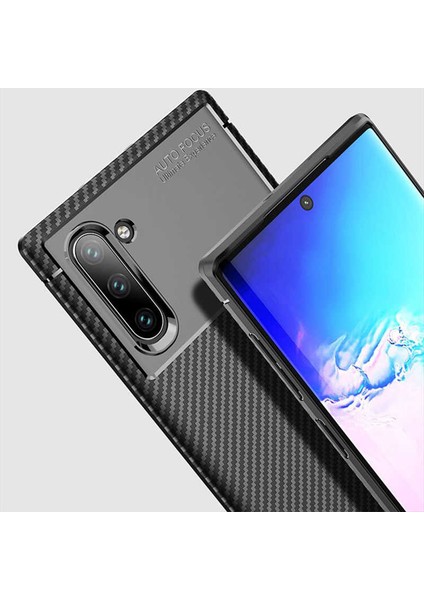 Samsung Galaxy Note 10 Kılıf Darbe Emici Uzun Ömürlü Dayanıklı Parmak Izi Yapmaz Karbon Tasarım Negro Silikon Kılıf